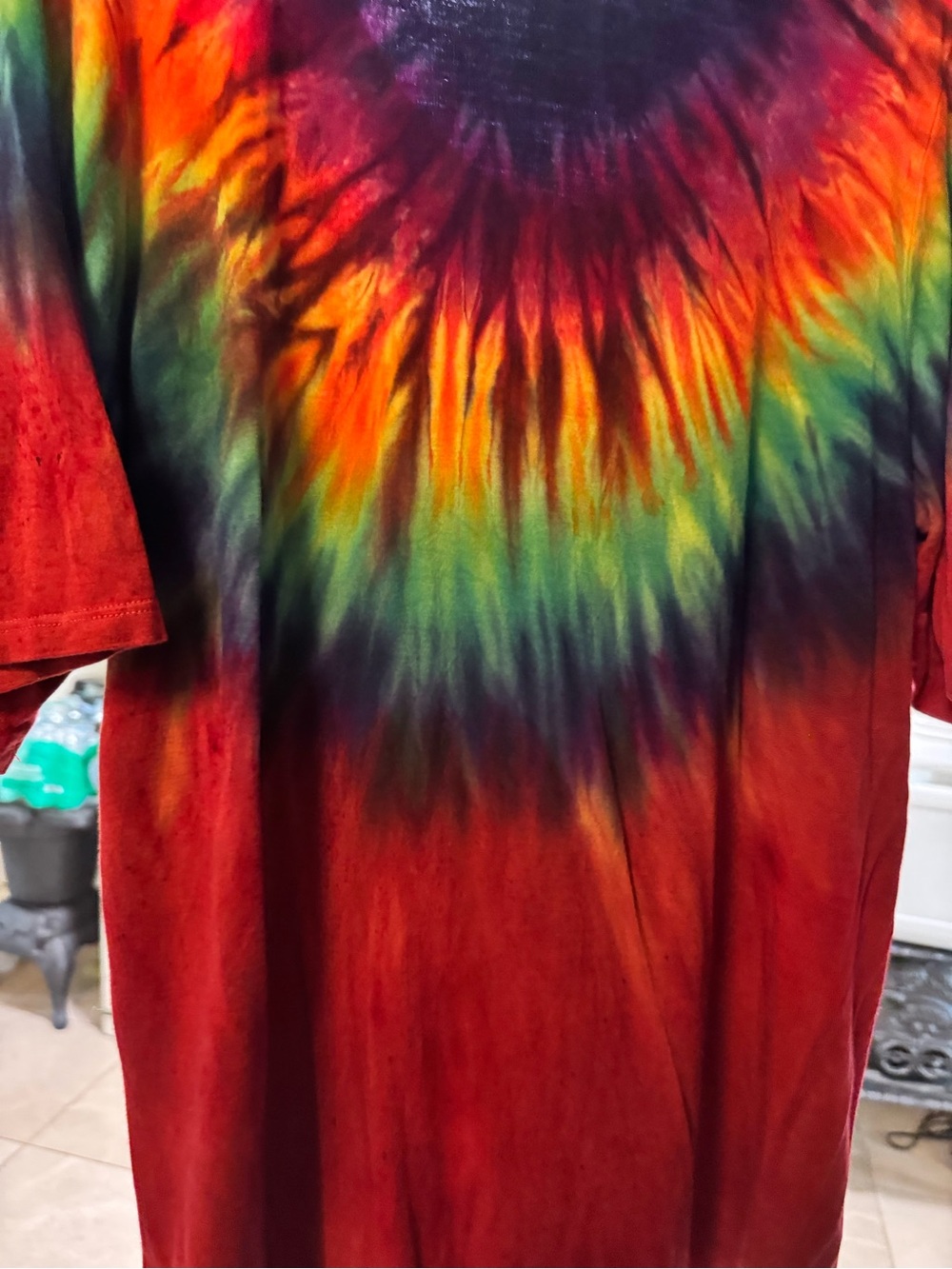 Tie-Dye Short Sleeve Tee in Red & Rainbow - Unbranded